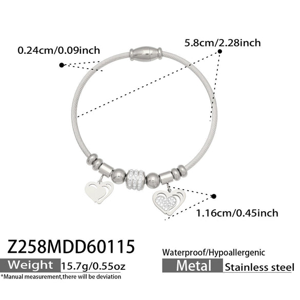 Wholesale Geometric Zircon Pendant Bracelet Set Stainless Steel Gold Plated