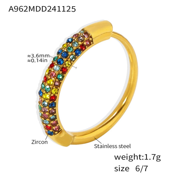 Wholesale Geometric Zircon Ring Stainless Steel 18K Gold Plated Jewelry For Women