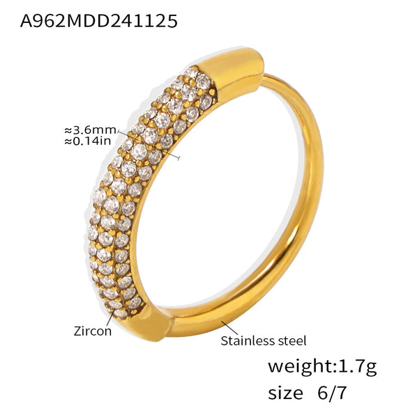 Wholesale Geometric Zircon Ring Stainless Steel 18K Gold Plated Jewelry For Women