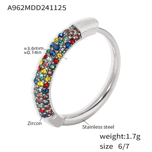 Wholesale Geometric Zircon Ring Stainless Steel 18K Gold Plated Jewelry For Women