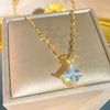 Wholesale Geometric Zircon Square Pendant Vshaped Titanium Steel Necklace For Girls Light Luxury Style Water Wave Chain