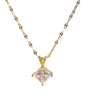 Wholesale Geometric Zircon Square Pendant Vshaped Titanium Steel Necklace For Girls Light Luxury Style Water Wave Chain