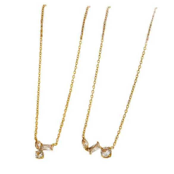Wholesale Geometric Zircon Stainless Steel 18K Gold Plated Necklace For Women
