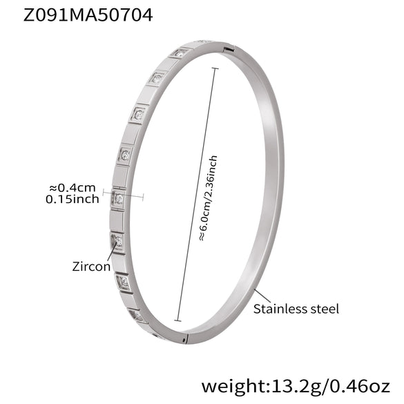Wholesale Geometric Zircon Stainless Steel 18K Goldplated Women's Bracelet Set