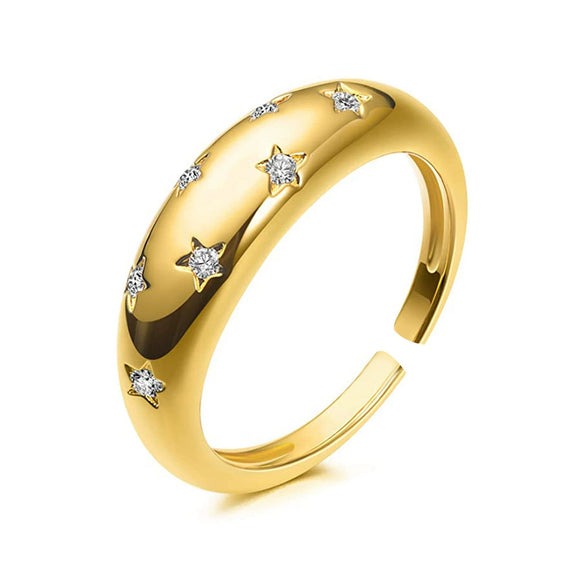 Wholesale Geometric Zircon Star Open Ring For Women Copper Retro Creative Fashion