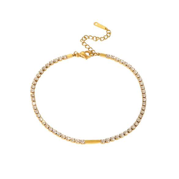 Wholesale Geometric Zirconencrusted Goldplated Stainless Steel Anklet For Women