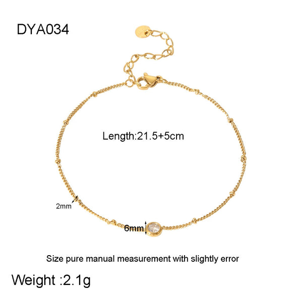 Wholesale Geometric Zirconencrusted Goldplated Stainless Steel Anklet For Women