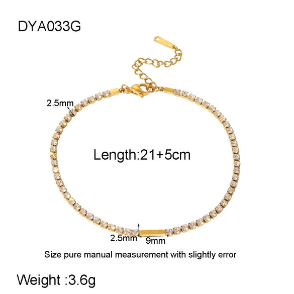 Wholesale Geometric Zirconencrusted Goldplated Stainless Steel Anklet For Women