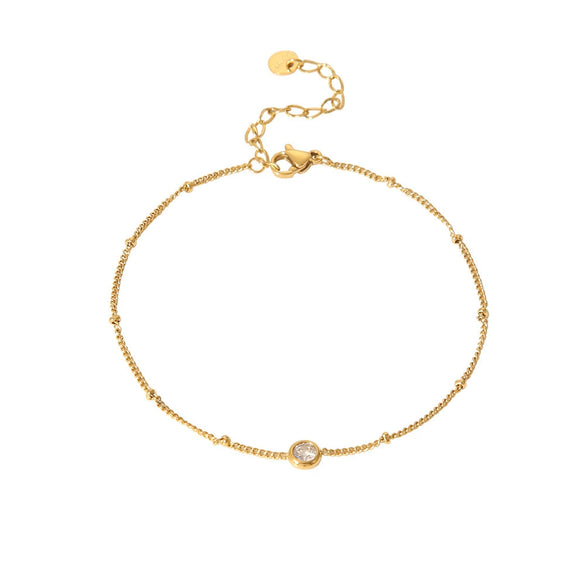 Wholesale Geometric Zirconencrusted Goldplated Stainless Steel Anklet For Women