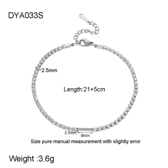 Wholesale Geometric Zirconencrusted Goldplated Stainless Steel Anklet For Women