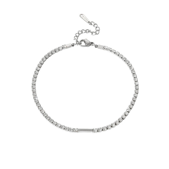 Wholesale Geometric Zirconencrusted Goldplated Stainless Steel Anklet For Women