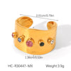 Wholesale Geometric Zirconia Inlaid Stainless Steel Open Ring 18K Gold Plated For Women
