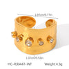 Wholesale Geometric Zirconia Inlaid Stainless Steel Open Ring 18K Gold Plated For Women