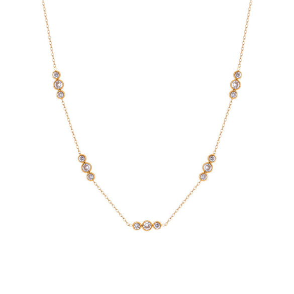 Wholesale Geometric Zirconinlaid Circular Splicing Pendant Stainless Steel Necklace With 18K Gold Plating For Women