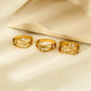 Wholesale Geometric Zirconinlaid Hollow Stainless Steel 18K Goldplated Ring For Women