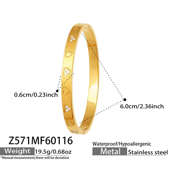 Wholesale Geometric Zirconinlaid Stainless Steel 18K Gold Plated Bracelet Set Accessories