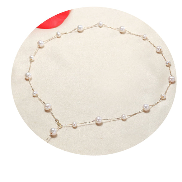 Wholesale Gipsophila Freshwater Pearl Necklace 925 Silver Nearly Round