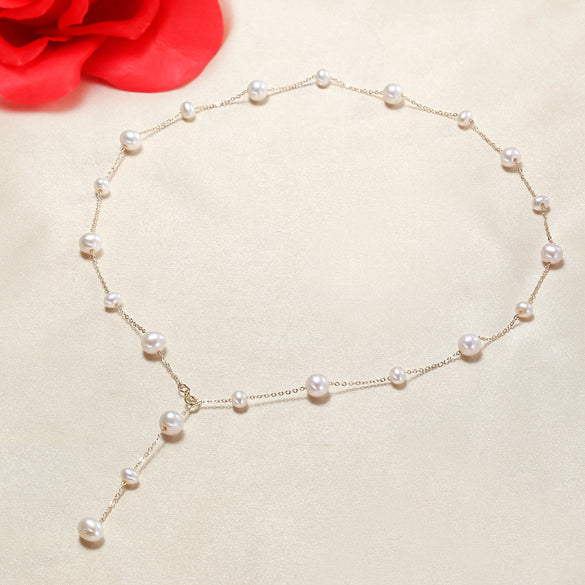 Wholesale Gipsophila Freshwater Pearl Necklace 925 Silver Nearly Round