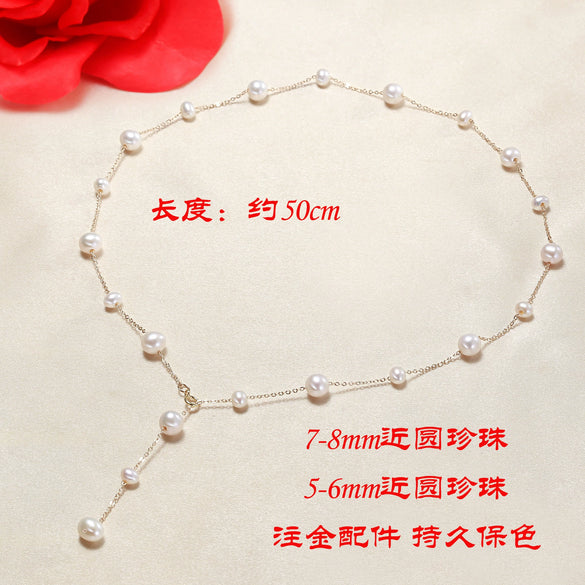Wholesale Gipsophila Freshwater Pearl Necklace 925 Silver Nearly Round