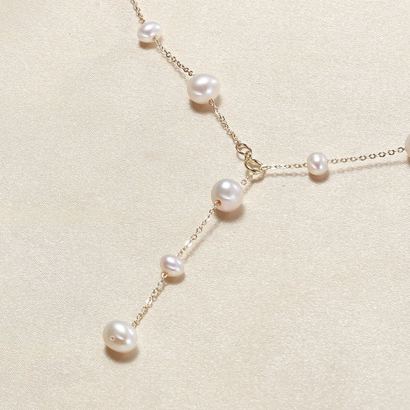 Wholesale Gipsophila Freshwater Pearl Necklace 925 Silver Nearly Round