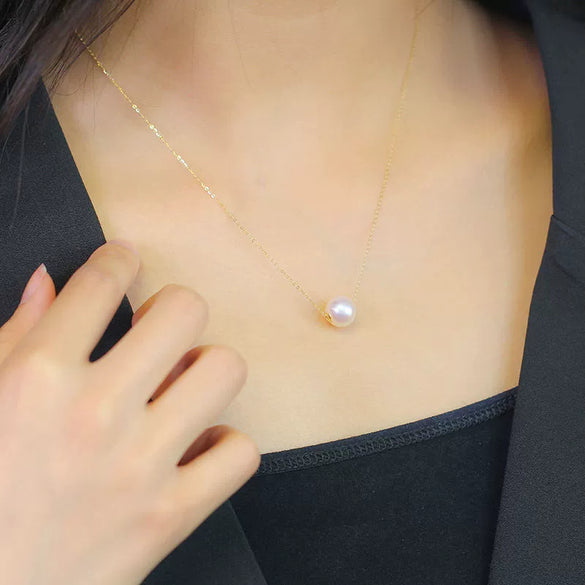 Wholesale Girls Freshwater Pearl Single Bead Pendant Jewelry 925 Silver Natural Round