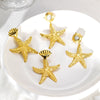 Wholesale Girls Marine Style Starfish Inlaid Natural Black Shell 18K Goldplated Stainless Steel Earrings