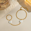 Wholesale Girls Pearl Finger Chain Bracelet In Titanium Steel With Geometric Shape And Electroplating Processing