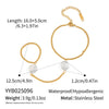 Wholesale Girls Pearl Finger Chain Bracelet In Titanium Steel With Geometric Shape And Electroplating Processing
