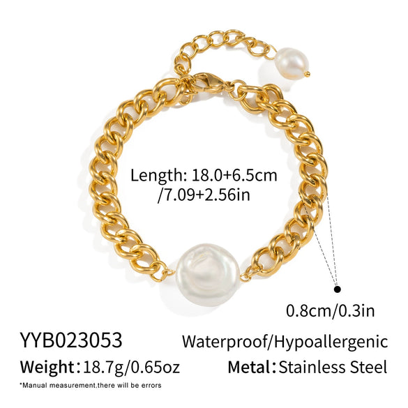 Wholesale Girls Pearl Stainless Steel Geometric Electroplated Elegant Environmentally Friendly Jewelry Accessories Bracelet