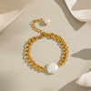 Wholesale Girls Pearl Stainless Steel Geometric Electroplated Elegant Environmentally Friendly Jewelry Accessories Bracelet