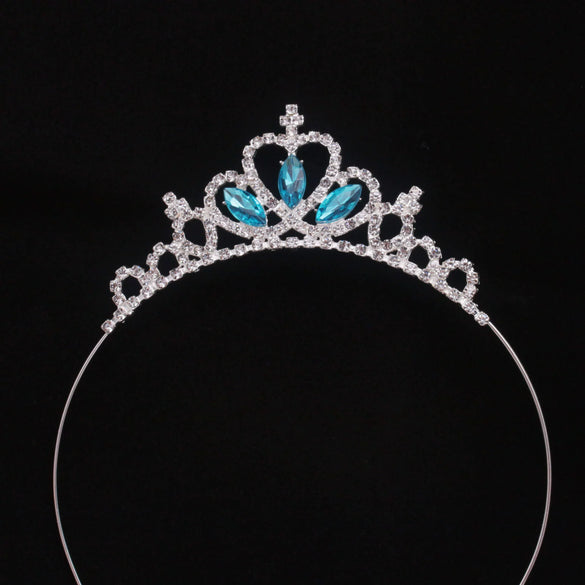 Wholesale Girls Rhinestone Alloy Electroplated Three Dimensional Crown Hairband Jewelry