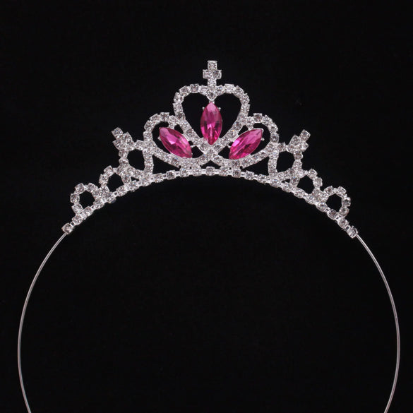 Wholesale Girls Rhinestone Alloy Electroplated Three Dimensional Crown Hairband Jewelry