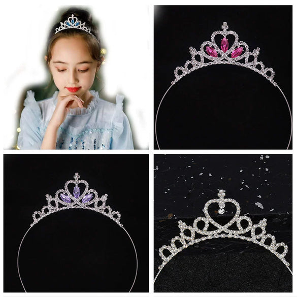 Wholesale Girls Rhinestone Alloy Electroplated Three Dimensional Crown Hairband Jewelry