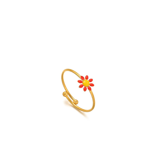Wholesale Girls Stainless Steel Flower Ring With Electroplating Treatment
