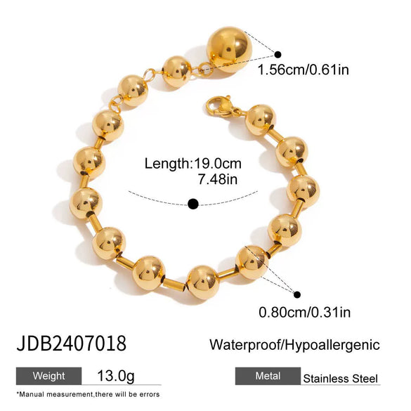 Wholesale Girls Stainless Steel Geometric Bead Chain Bracelet Jewelry With Gold And Silver Color Matching And Electroplating Design