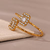 Wholesale Girls' 316L Stainless Steel 18K Gold Plated Geometric Love Pattern Ring Hand Jewelry Set