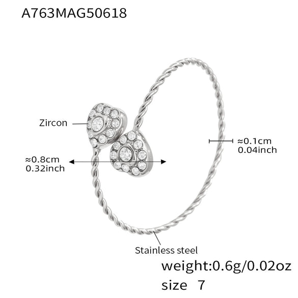 Wholesale Girls' 316L Stainless Steel 18K Gold Plated Geometric Love Pattern Ring Hand Jewelry Set