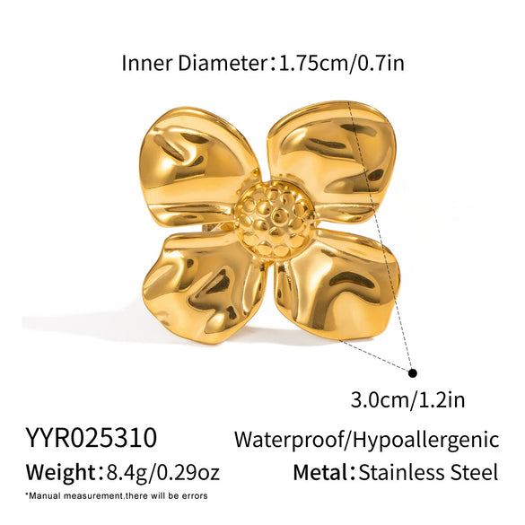Wholesale Girls Summer Jewelry Set With Floral Stud Earrings And Rings In Stainless Steel With Electroplating