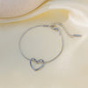 Wholesale Girls Sweet Style Electroplated Titanium Steel Heart Shape Cut Out Pendant Snake Bone Chain Necklace Jewelry