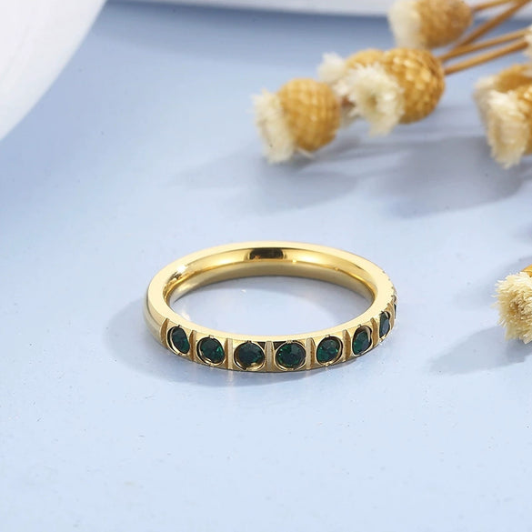 Wholesale Girls Titanium Steel Geometric Style Stacked Ring With Electroplating Treatment