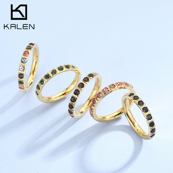 Wholesale Girls Titanium Steel Geometric Style Stacked Ring With Electroplating Treatment