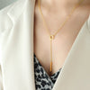 Wholesale Girls' Titanium Steel Niche Necklace With Ot Buckle Tassel Pull Clavicle Chain And Geometric Design Electroplated