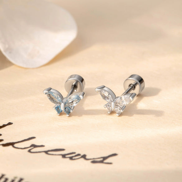 Wholesale Girly Butterfly Titanium Steel Ear Nails With Electroplating And Animal Pattern