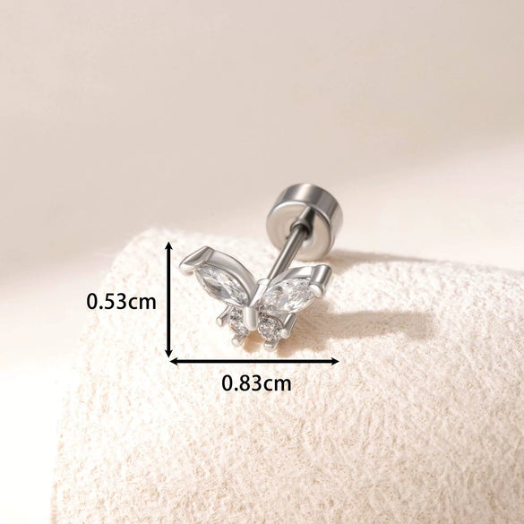 Wholesale Girly Butterfly Titanium Steel Ear Nails With Electroplating And Animal Pattern
