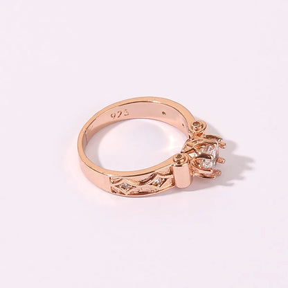 Wholesale Glam Luxurious Shiny Geometric Copper Shiny Metallic Inlay Rose Gold Plated Zircon Rings