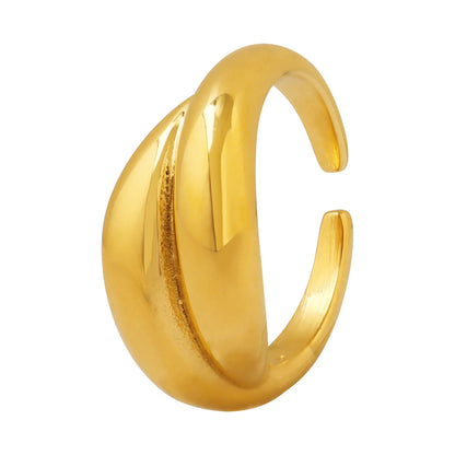 Wholesale Glam Shiny Solid Color Titanium Steel 18k Gold Plated Open Ring