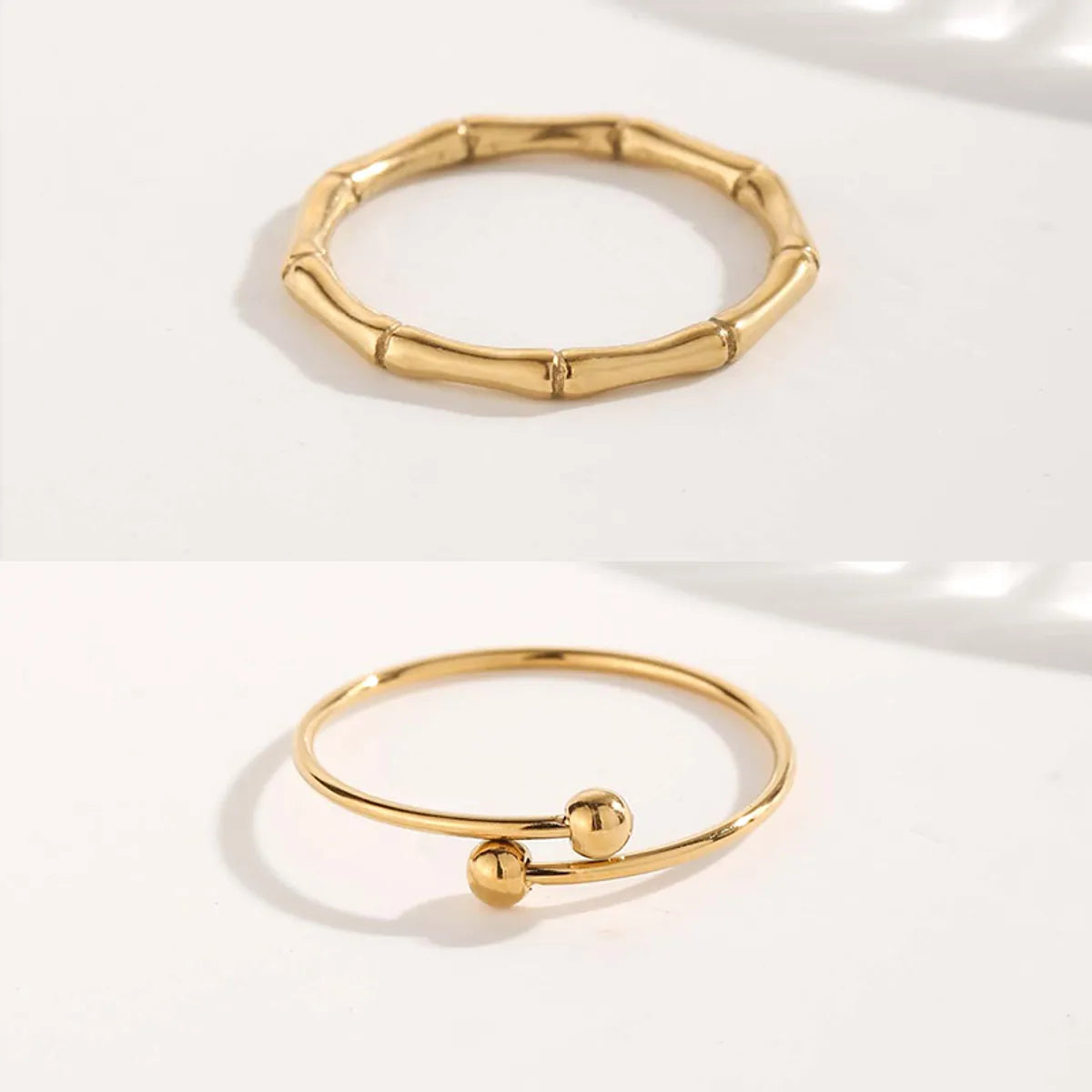 Glam Simple Style Round Titanium Steel Plating Gold Plated Rings