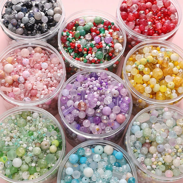 Wholesale Glass And Glaze Mixed Bead String Handmade Diy Material For Bracelet Necklace Pendant With Geometric Style