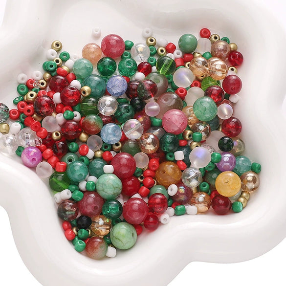 Wholesale Glass And Glaze Mixed Bead String Handmade Diy Material For Bracelet Necklace Pendant With Geometric Style