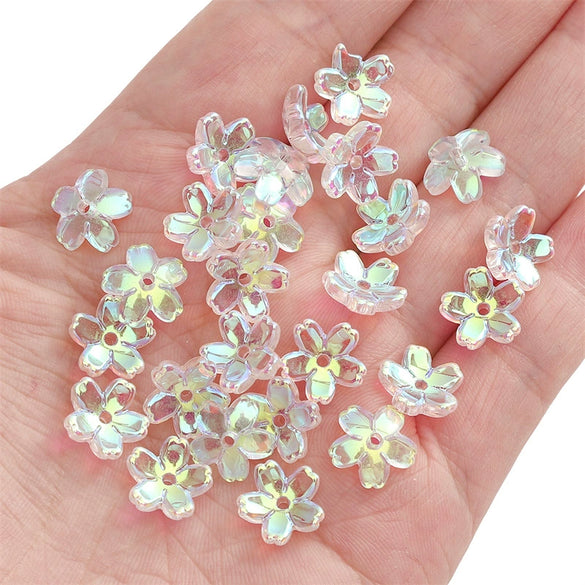 Wholesale Glass And Glaze Natural Style Three Dimensional Medium Hole Cherry Blossom Beaded Jewelry Material For Necklace And Bracelet